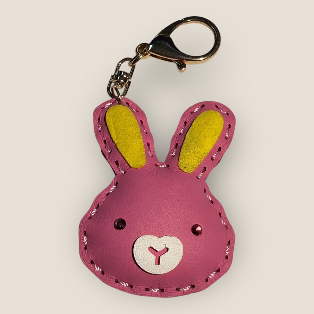 Pink Bunny Keychain Keyring Bag Clip Charm Easter Spring 3 inch